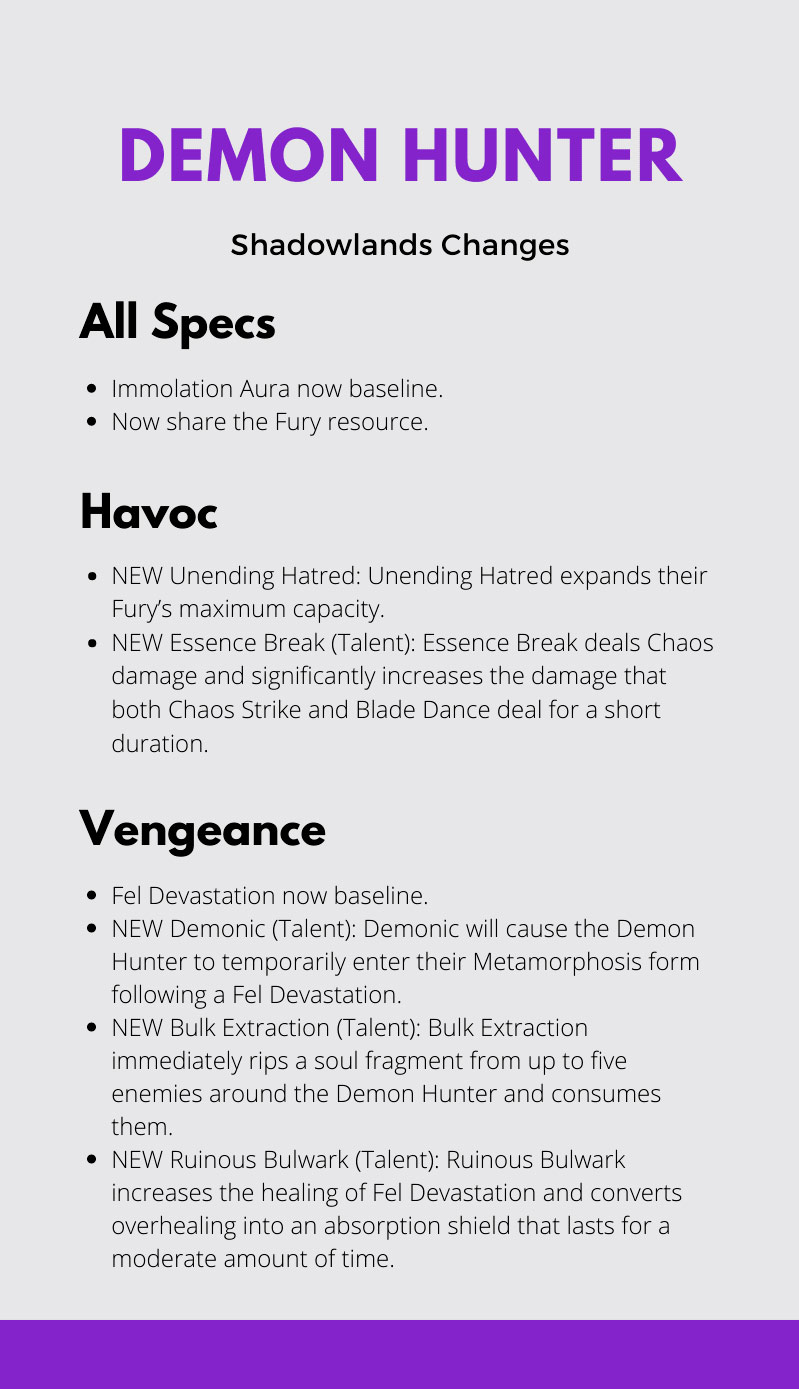 changes for the Demon Hunter class